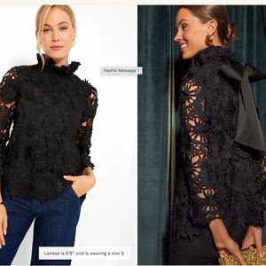 Tuckernuck Black Guipure Lace Faye Blouse